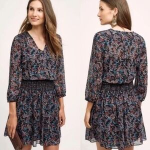 ANTHROPOLOGIE Vanessa Virginia Smocked Day Tripper Dress Size XS